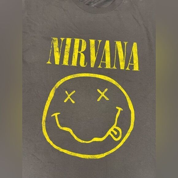 Nirvana Iconic Smiley Logo Graphic Men 3XL Gray Short Sleeve Music - Picture 2 of 5